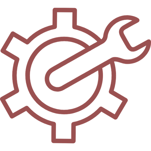 Icon of a gear with a wrench inside it, symbolizing settings or tools.