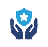 Two hands holding a shield with a star in the center