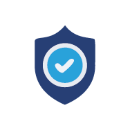Shield icon with a checkmark inside, symbolizing security or protection.