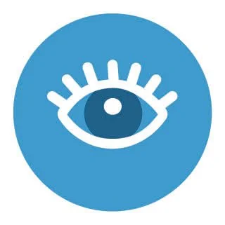 Icon of an eye within a blue circle, representing visibility or viewing