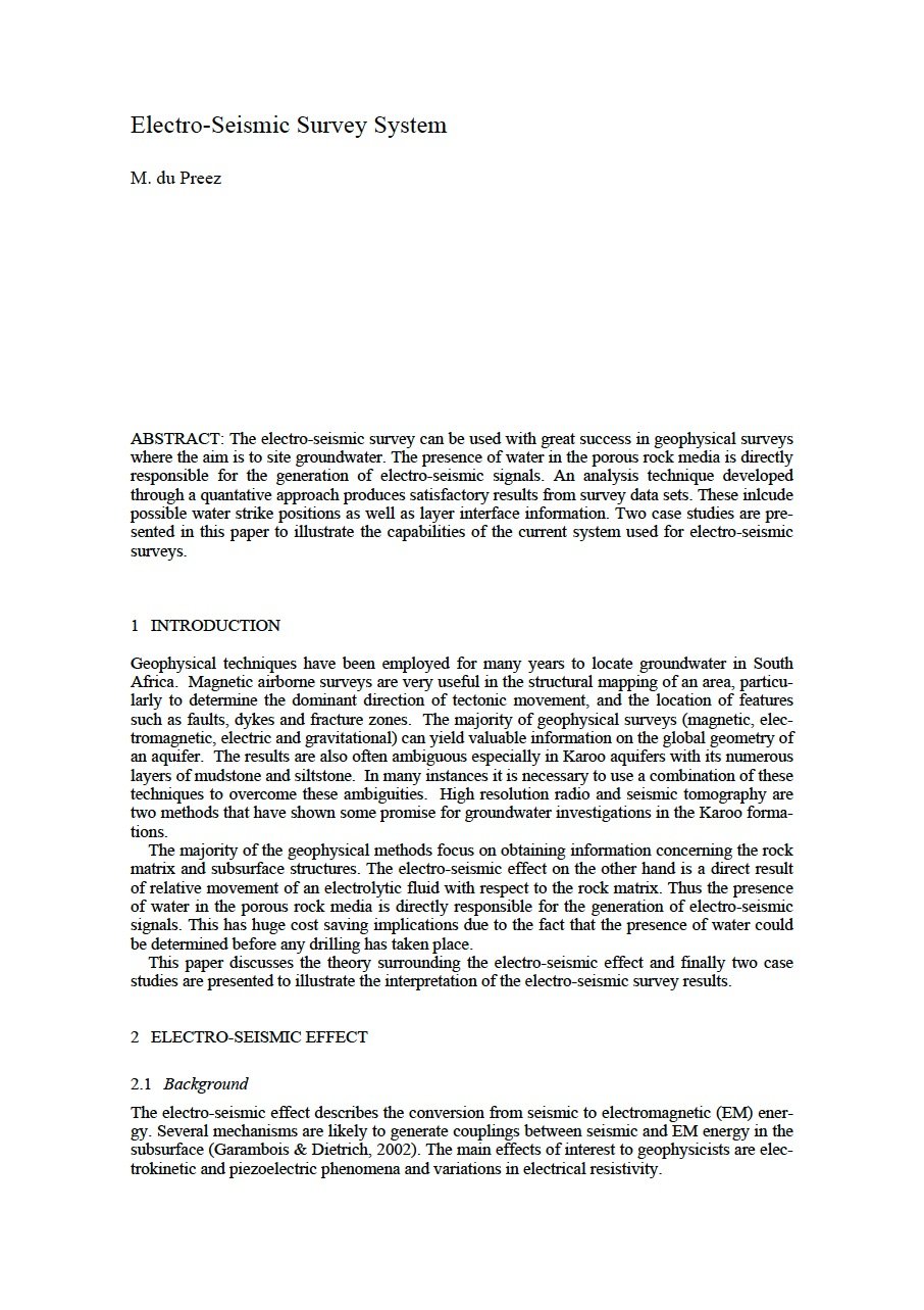 Paper - Electro-Seismic Survey System