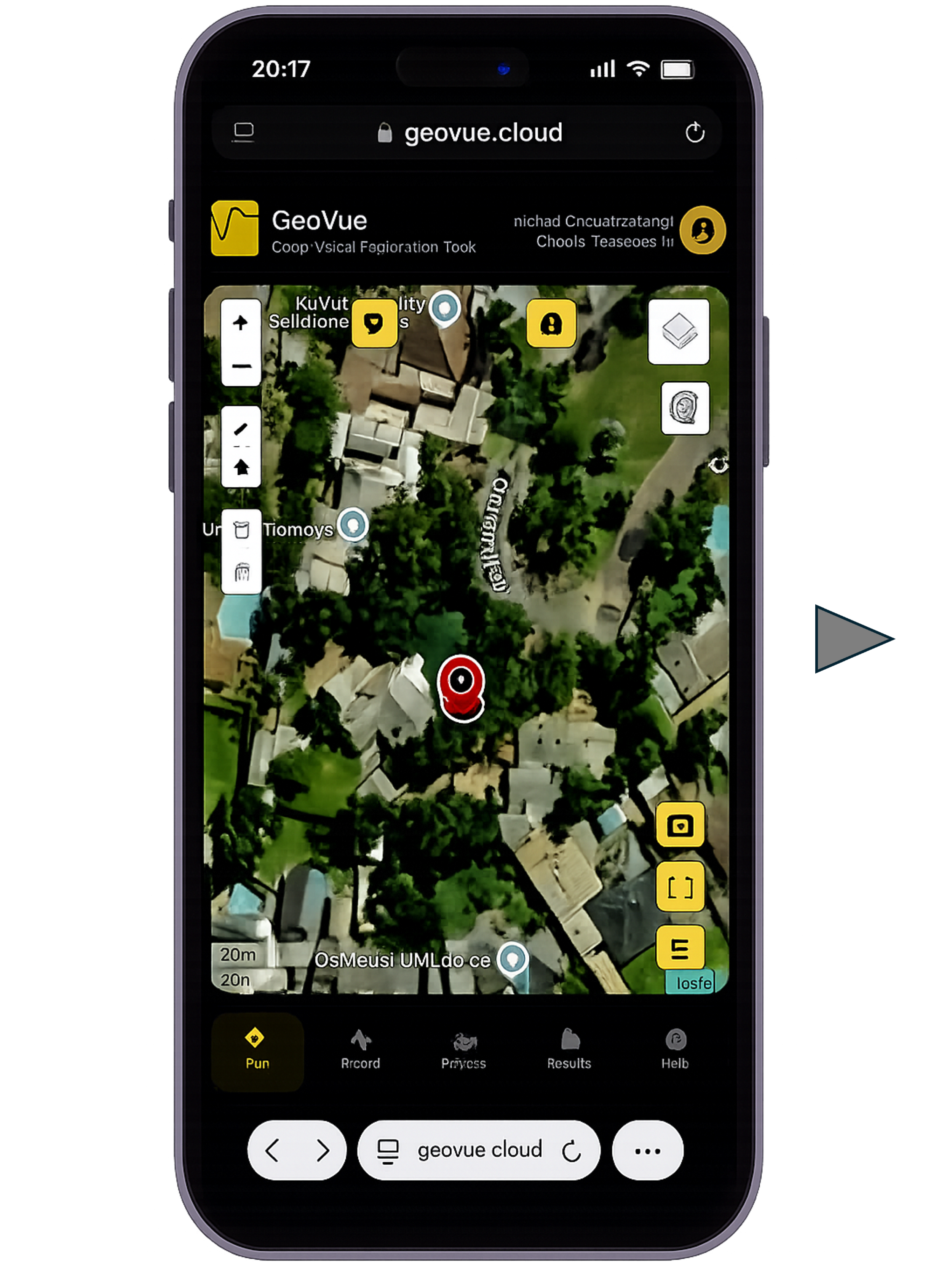 STEP 2 - Open the GeoVue app, by clicking in the image. The app allows you to record and process your project field data. When processing is complete it will allow you to view the data and download a report to your device.