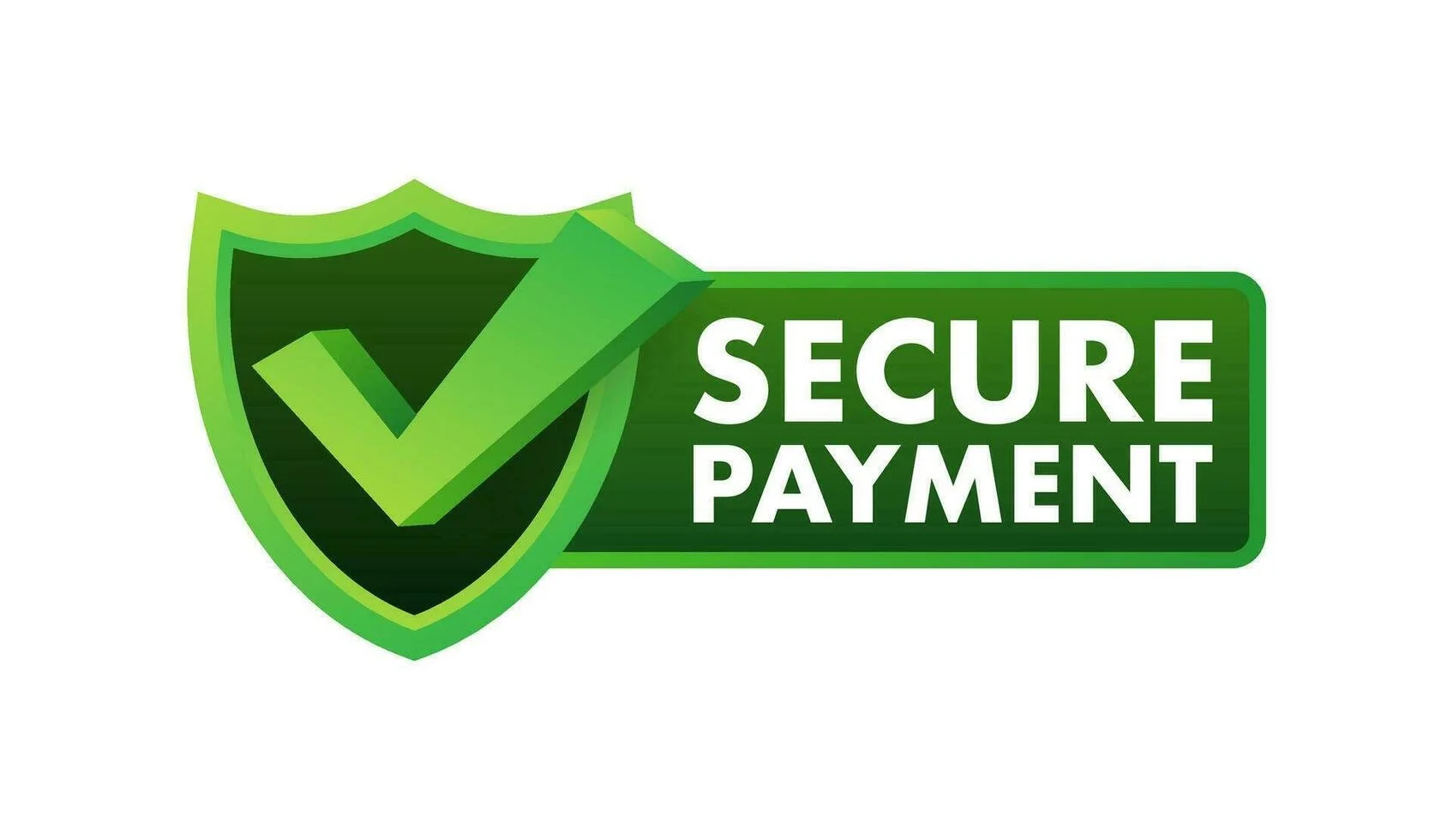 A green shield with a checkmark and the words 'Secure Payment' in white on a green background.