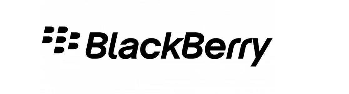 BlackBerry logo with black text and a stylized blackberry symbol above the name