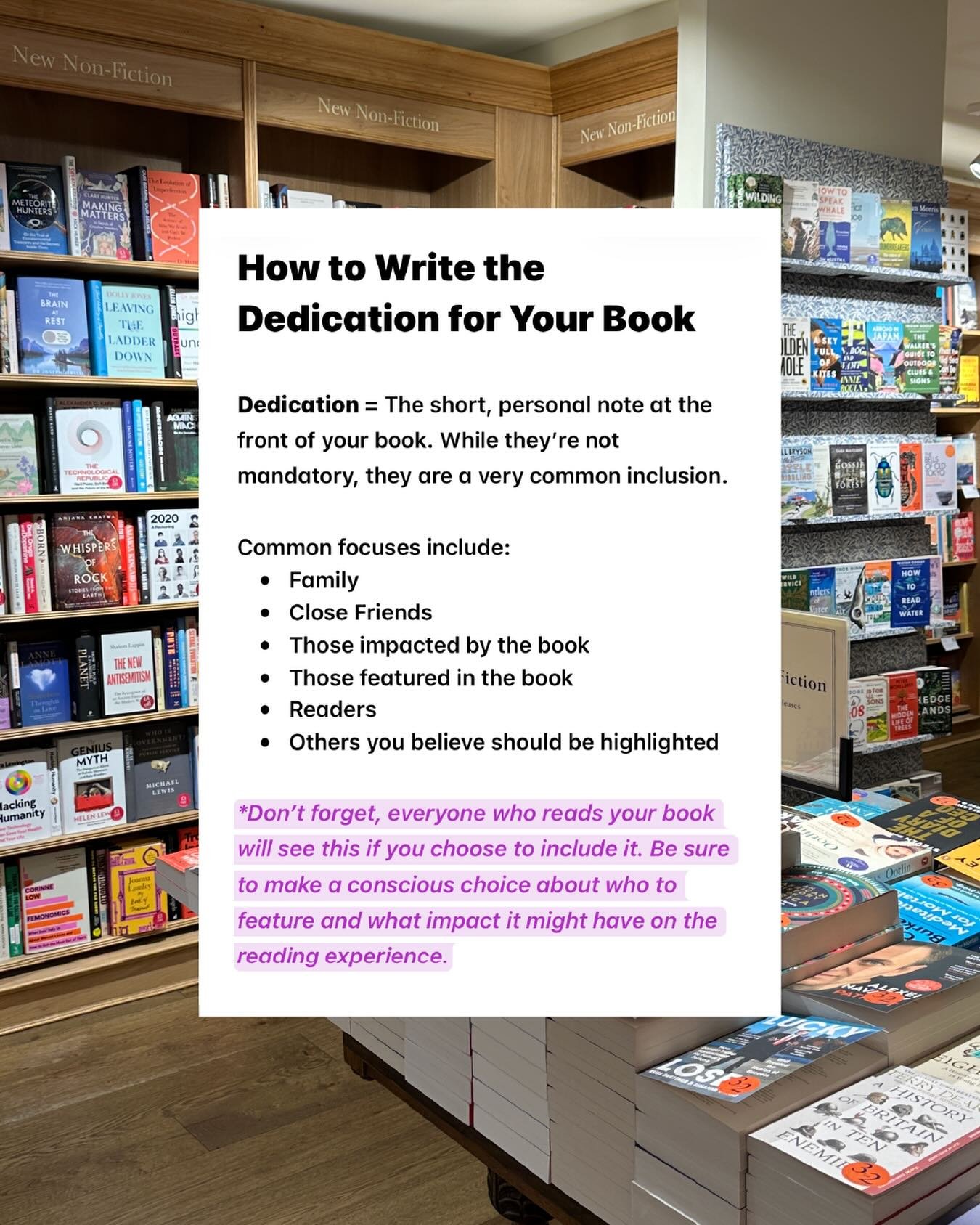 🔖 SAVE THIS FOR THE FINISHING TOUCHES OF YOUR MANUSCRIPT 🔖

You dedication is one of those things that can fall to the wayside when there&rsquo;s so many things on your self-publishing to-do list, so this is your sign to knock it out before you for