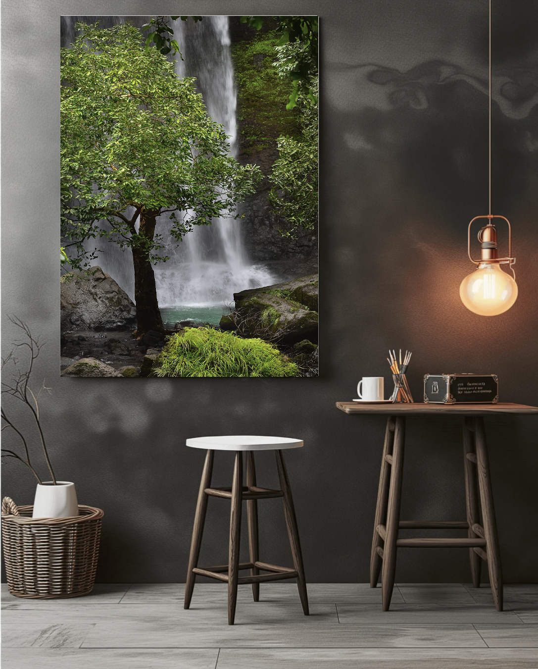 Tree and waterfall