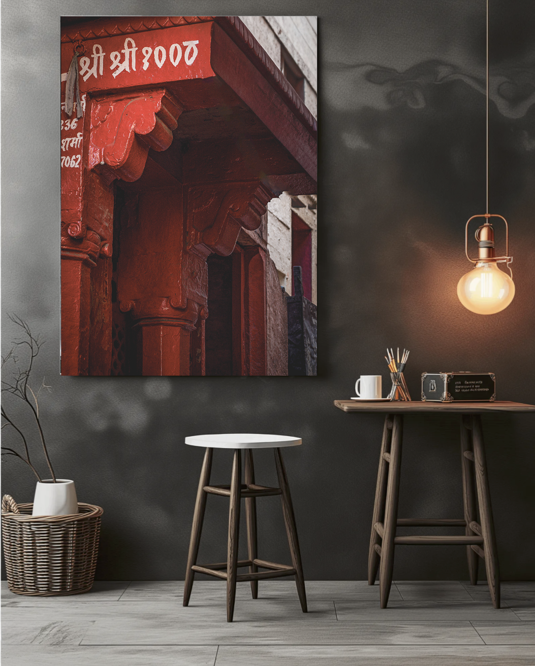 Red door decoration.