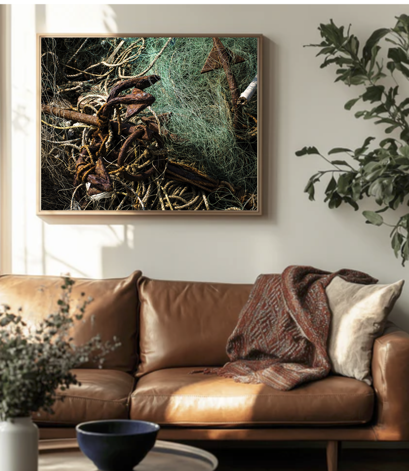 Fisherman's net and anchors