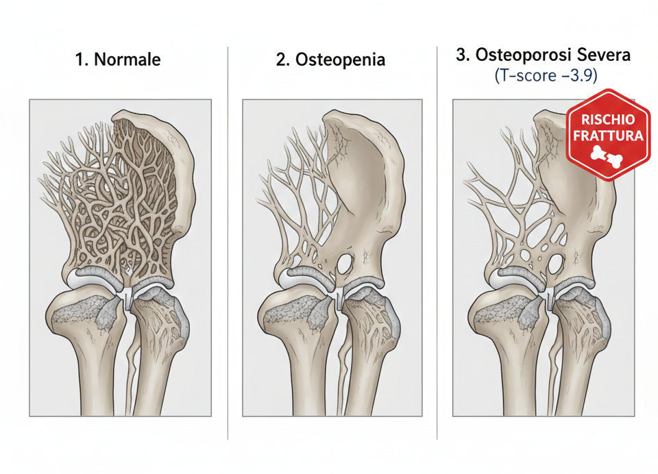 Analisi Bio-meccanica e Diagnostica Differenziale: Caso Clinico di Osteoporosi Severa (T-score -3.9)
