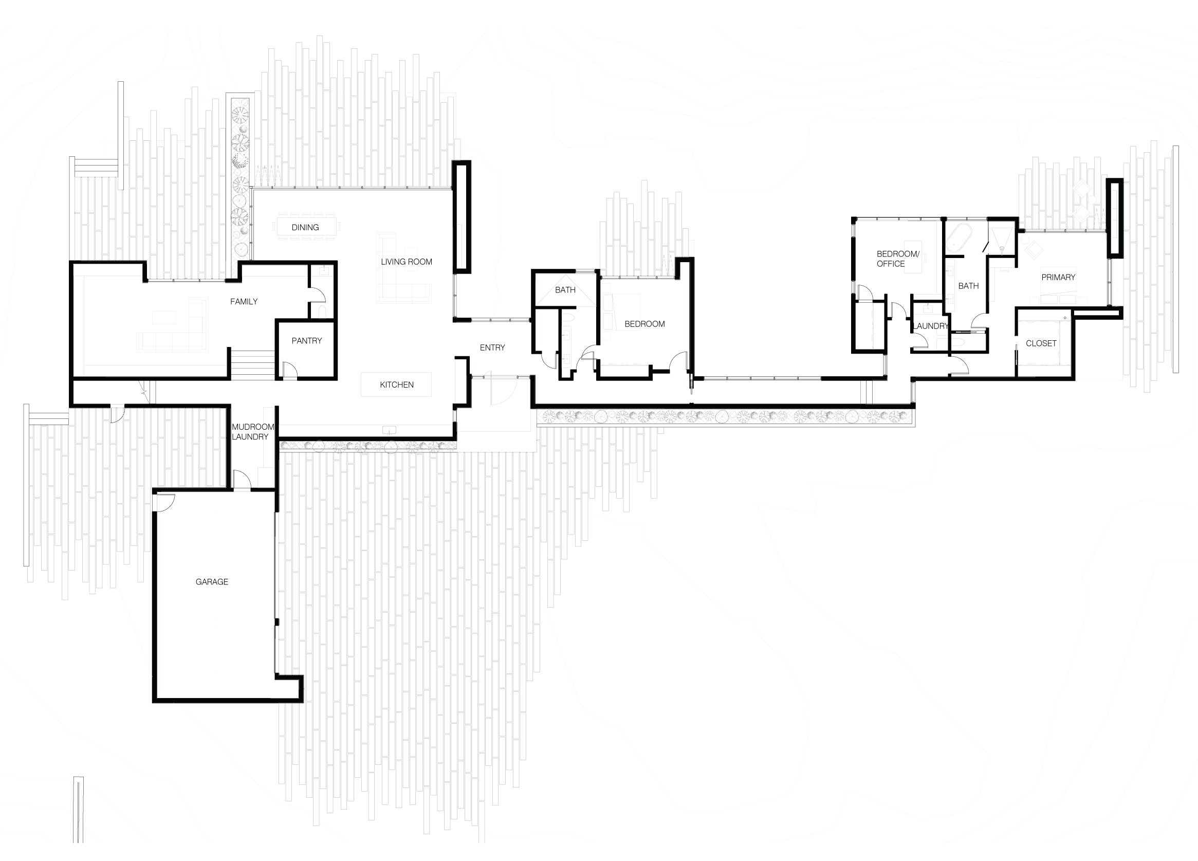 Carmel Valley Hillside Home in Carmel, California. Floor plan of a house showing various rooms.