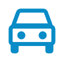 Simple blue icon of a car front view