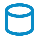 Icon of a hollow blue cylinder or disk shape