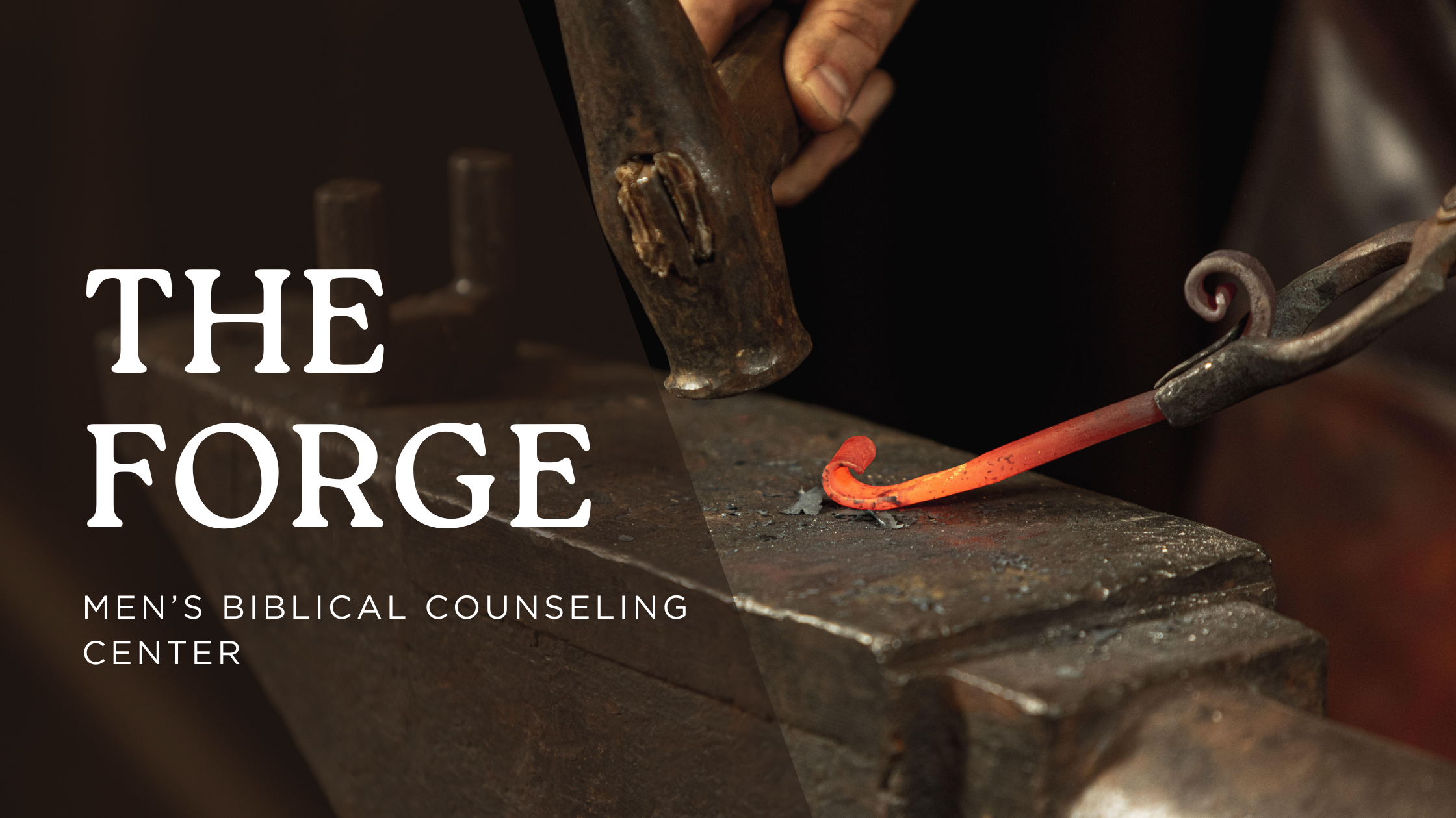 A blacksmith using tongs to hold a glowing piece of metal on an anvil, with a hammer striking it, in a forge setting.
