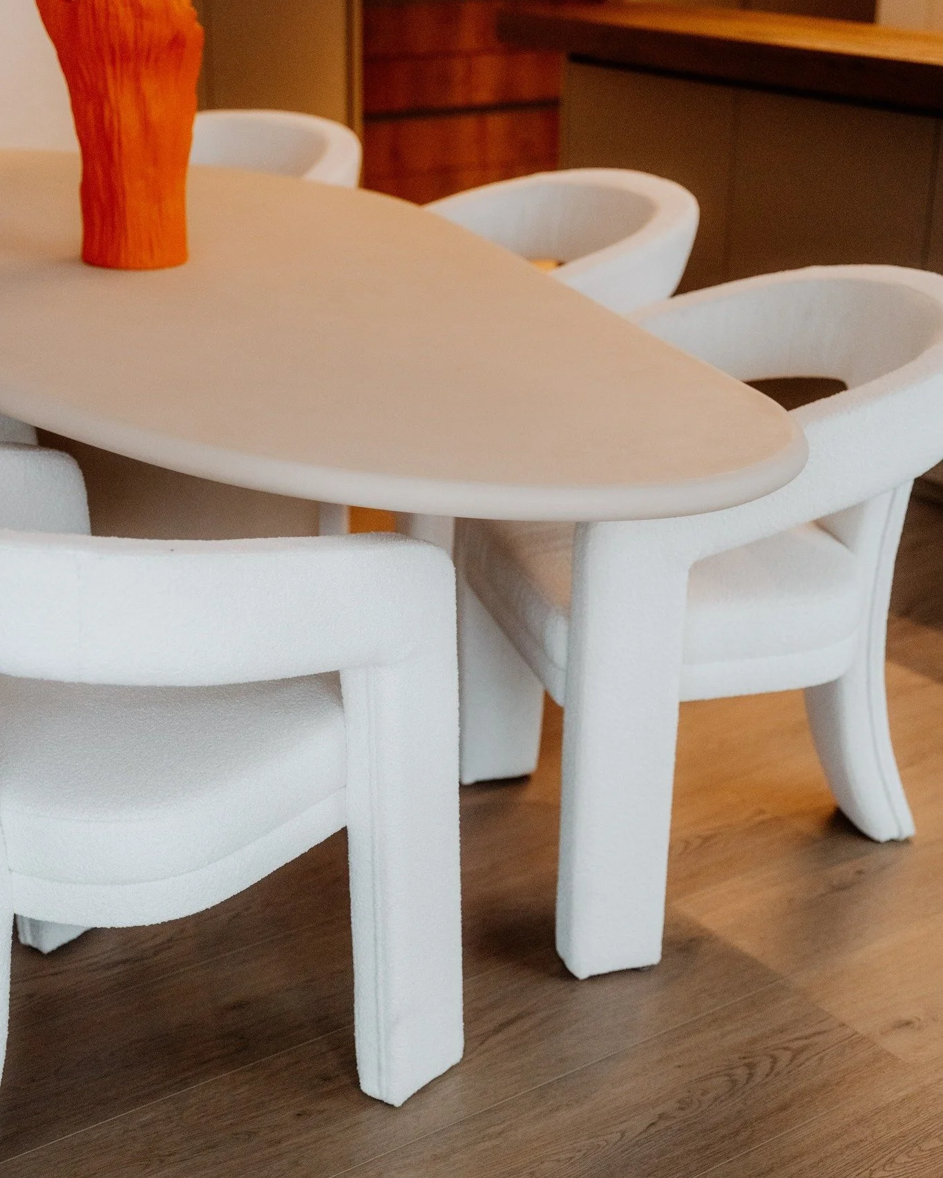 It begins as a table, but it quickly becomes the center of everything that matters: conversation, connection and presence.

Sculptural in form and generous in scale, this piece anchors the room with quiet confidence inviting people to gather and stay