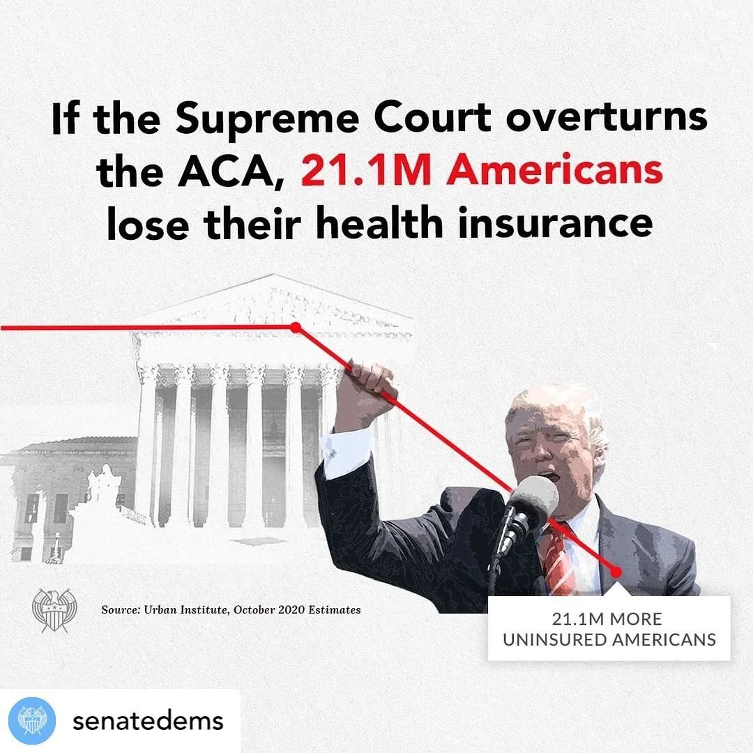 A vote for Judge Barrett is a vote to strike down the ACA and take away health care from 21.1 million Americans.

Democrats won&rsquo;t stop fighting for your health care. #WhatsAtStake @regram._ @senatedems