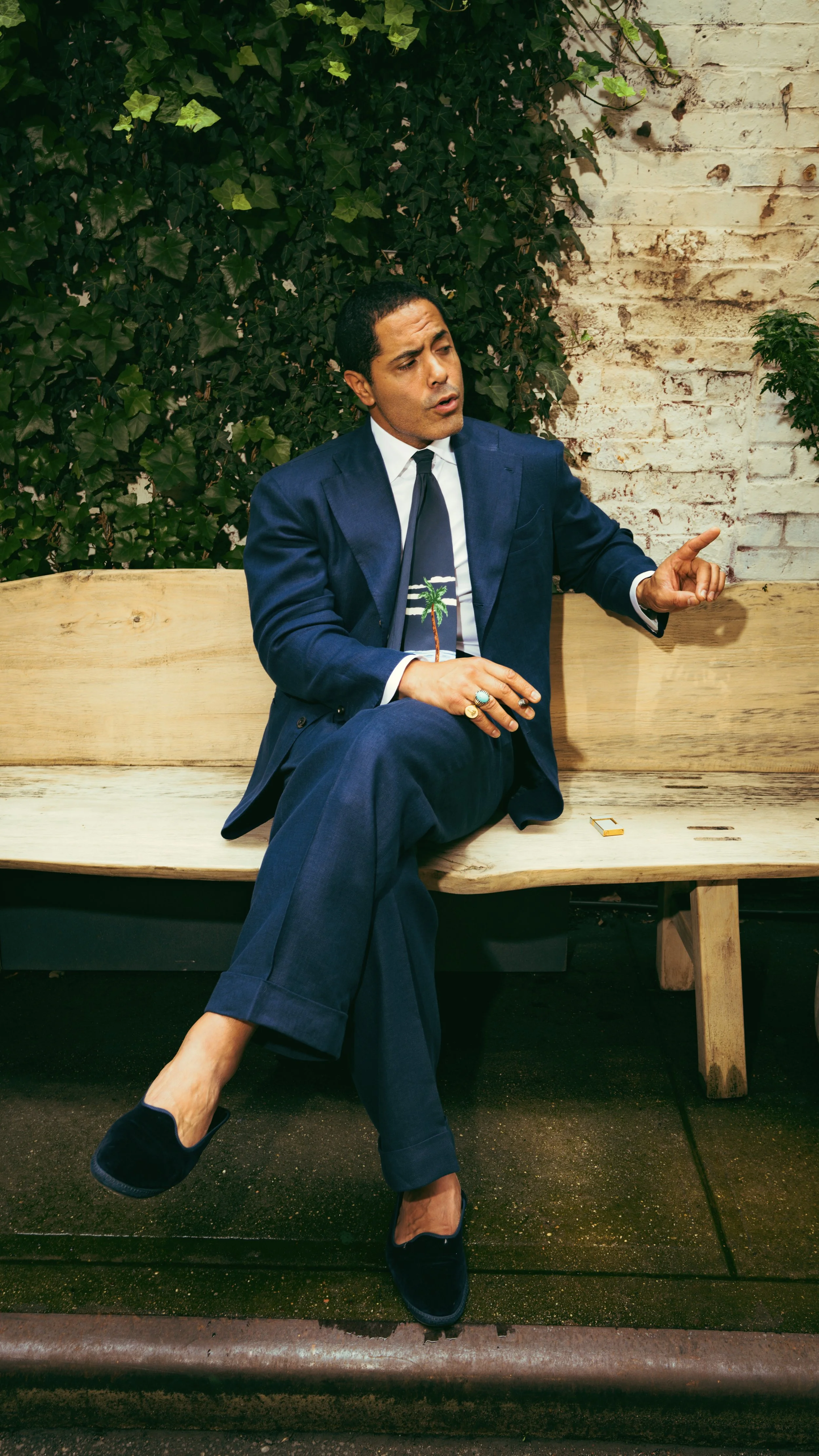 Navy Beach Linen Suit