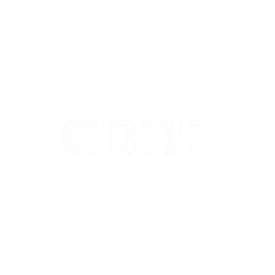 CBRE logo in white text on a black background.