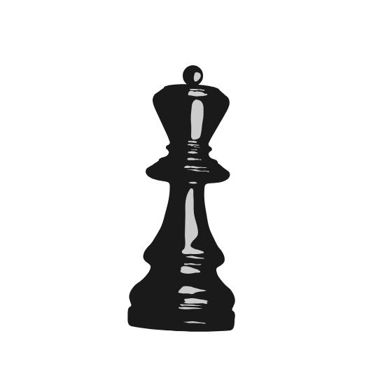 A black chess king piece against a transparent background.
