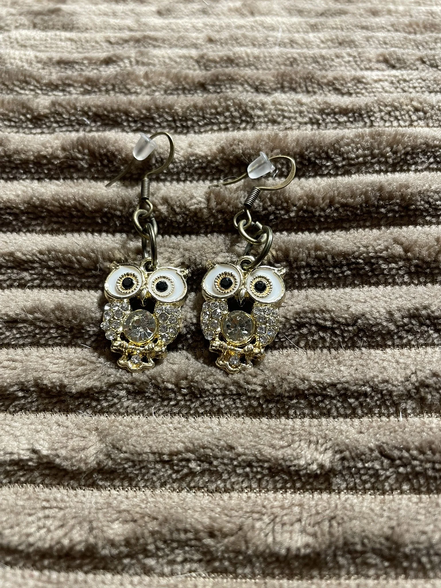 Earrings, Sparkling Rhinestone Owl