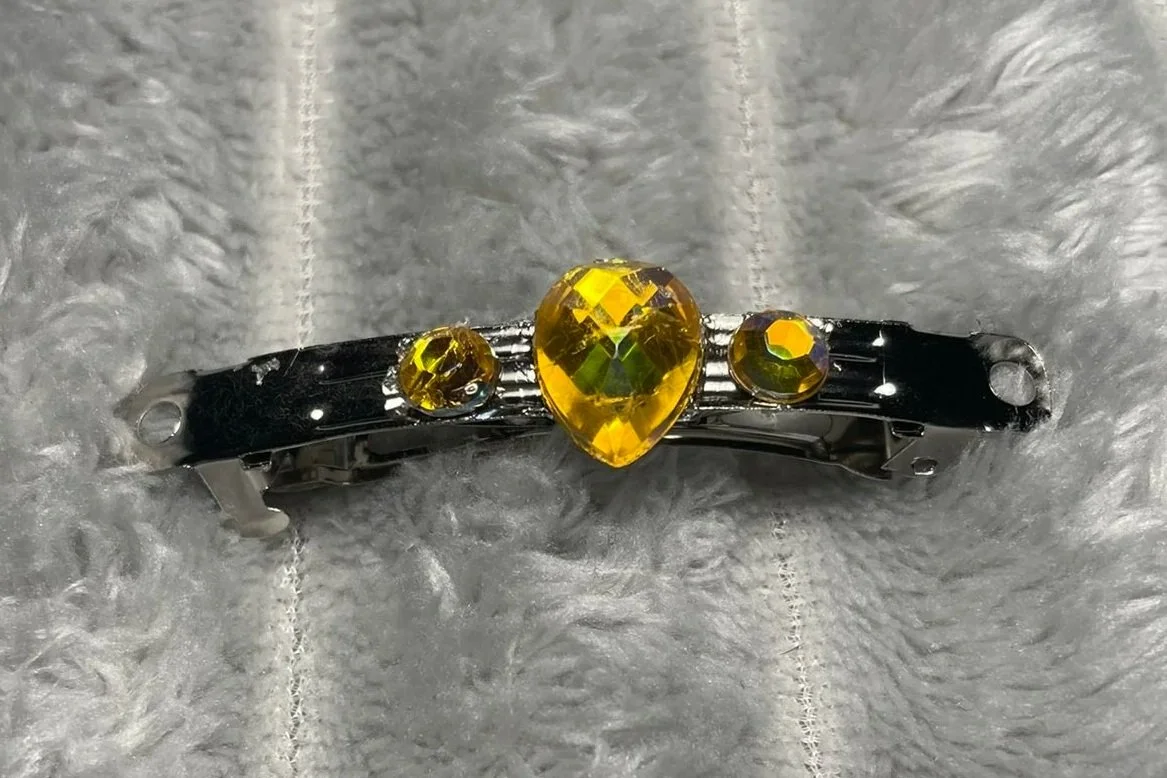 Hair Barrette, Yellow Rhinestone