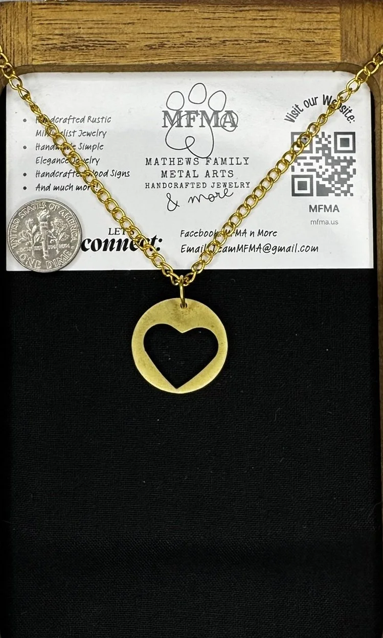 Brass Heart Coin Necklace - Handcrafted