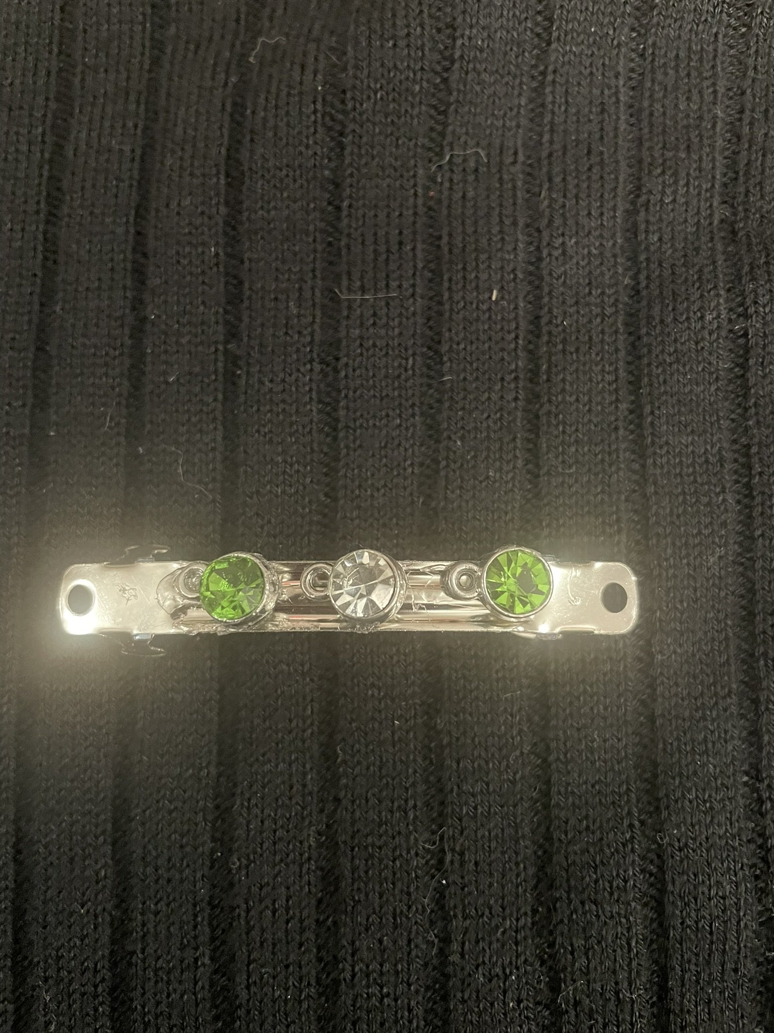 Hair Barrette, Green & Clear Charms