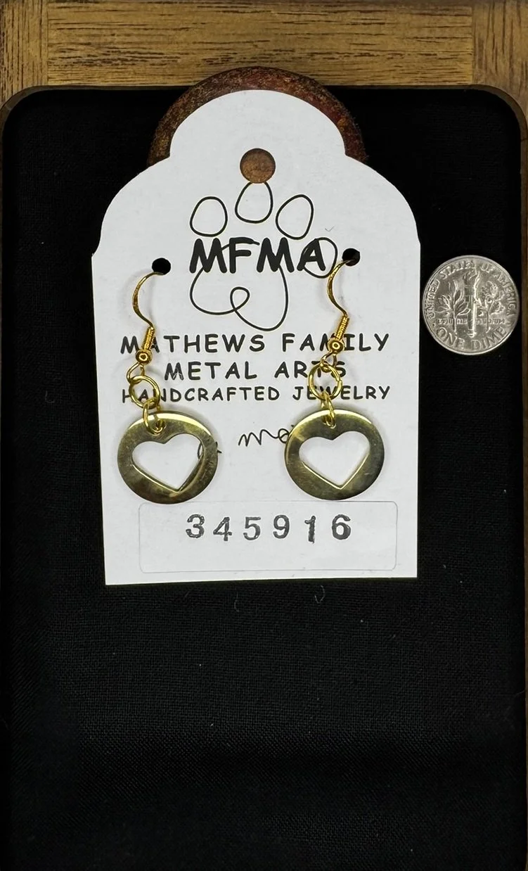 Brass Heart Coin Small Earrings - Handcrafted