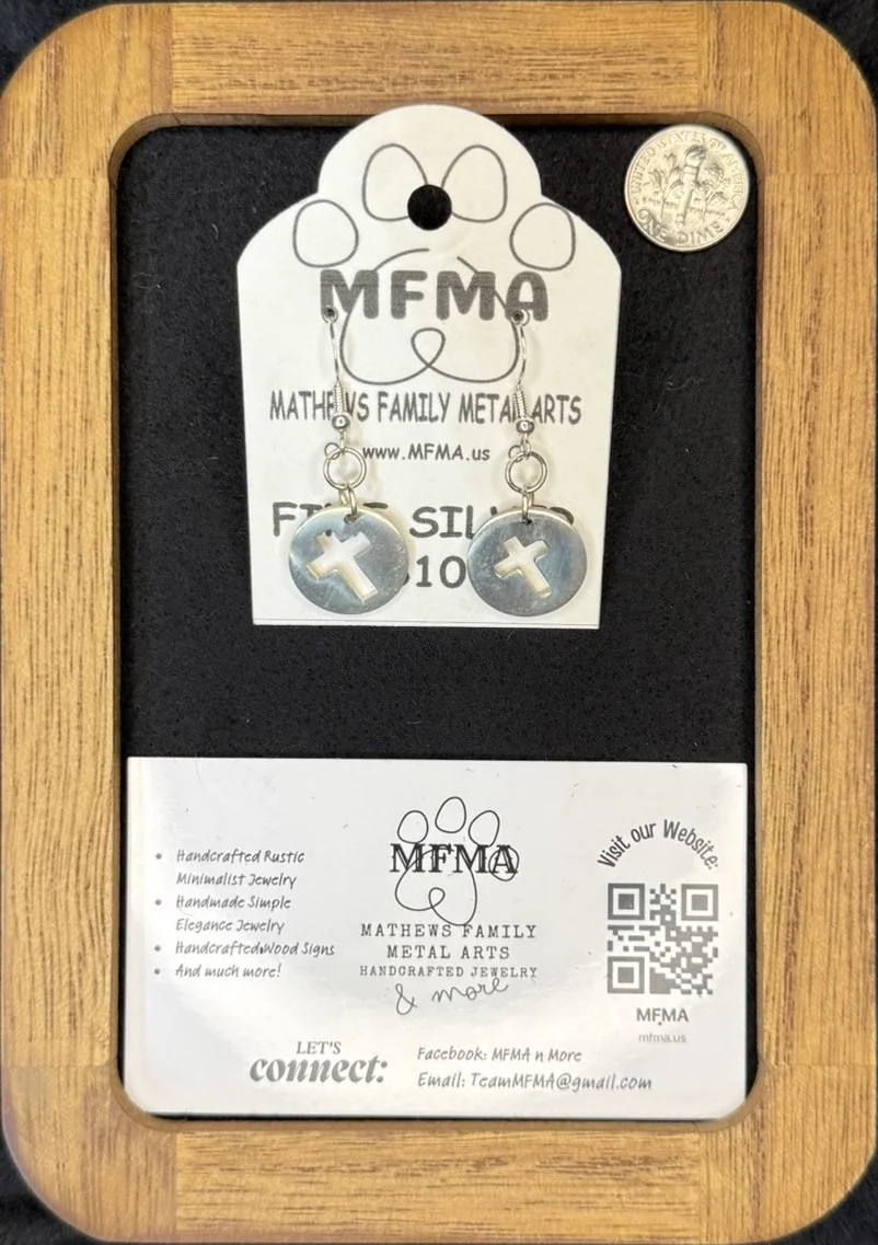 Silver Cross Coin Earrings - Handcrafted