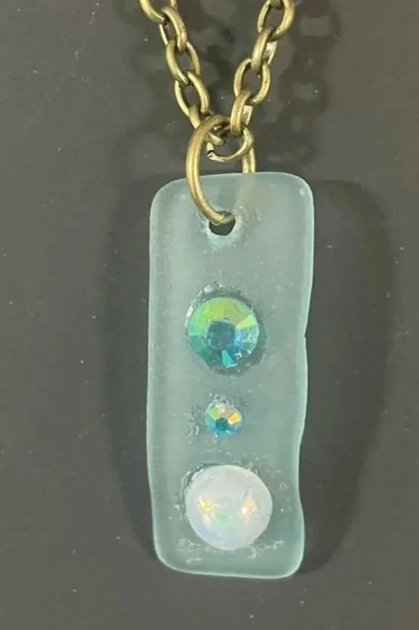 Necklace, Handcrafted,Timeless Blue Mason Jar Pendant