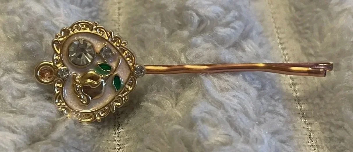 Bobby Pin, Antique Gold-Color Heart Charm