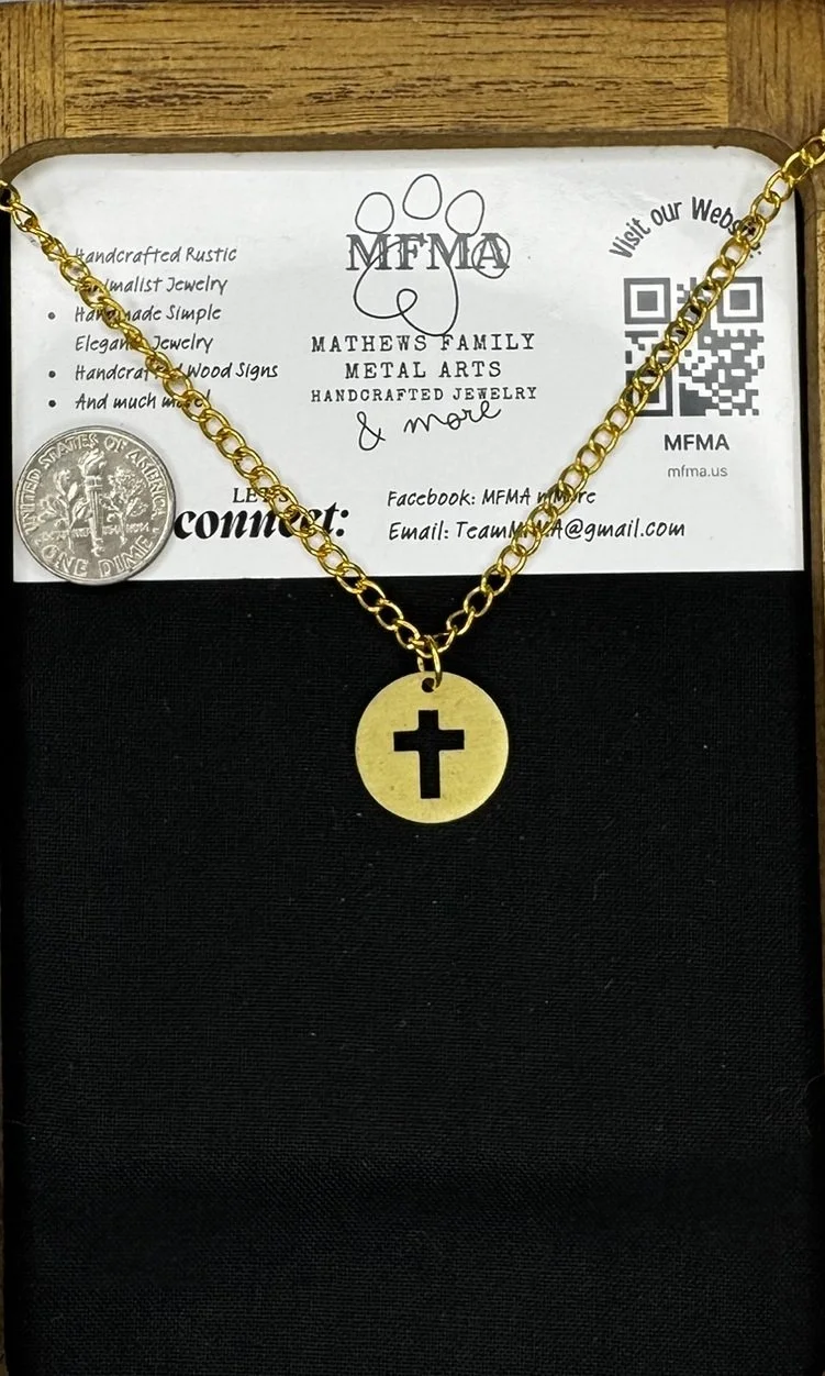 Brass Cross Coin Sm Necklace - Handcrafted