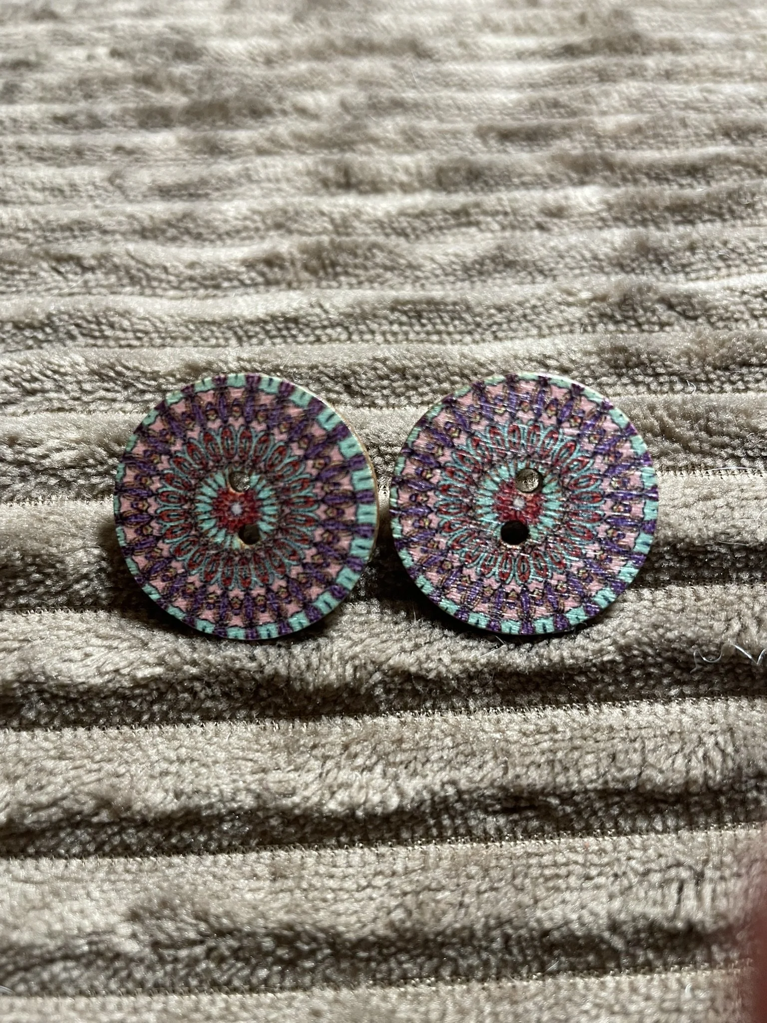 Earrings, Large Round Wooden Button Posts