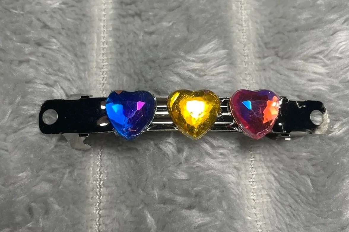 Hair Barrette, Colorful Heart Rhinestone