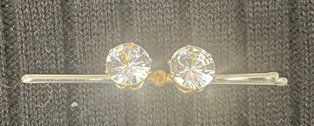 Bobby Pin, 2 Large Rhinestone Charms