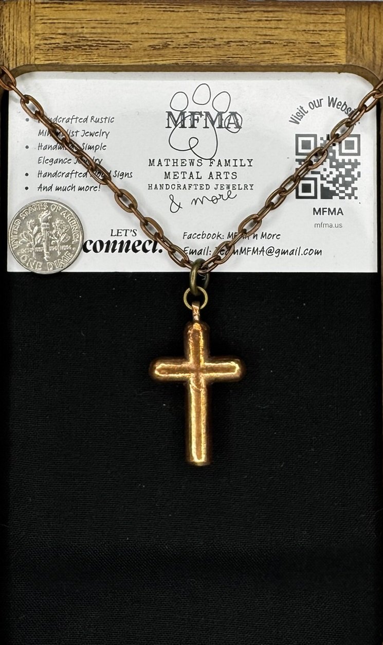 Copper Stick Cross Necklace - Handcrafted