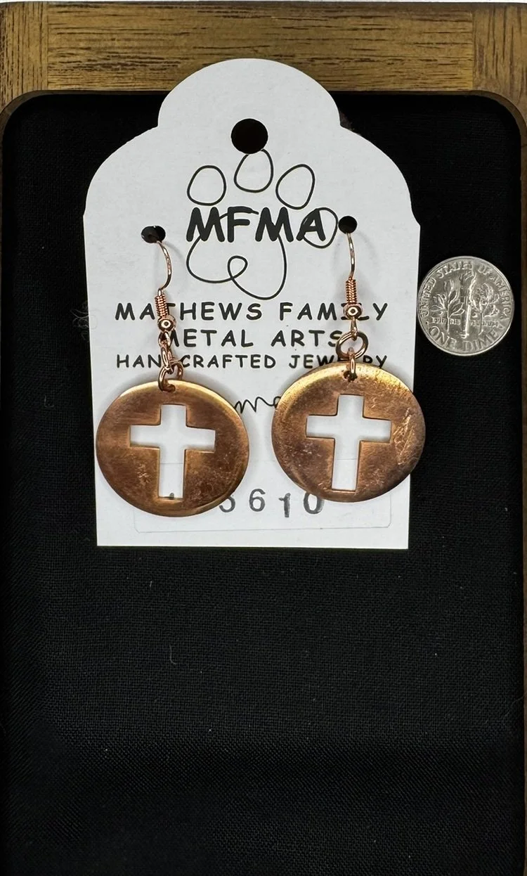 Copper Cross Large Earrings - Handcrafted