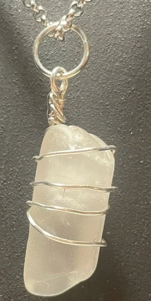 Necklace, Handcrafted, Wire-Wrapped Stone Quartz Pendant