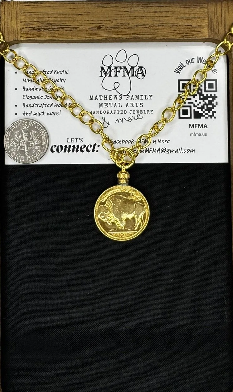 Gold Plated Buffalo Nickel Necklace