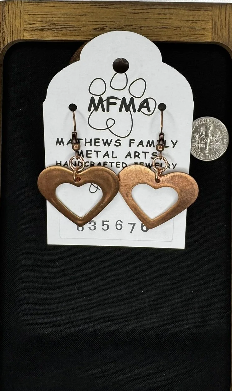 Copper Heart Loop Earrings - Handcrafted