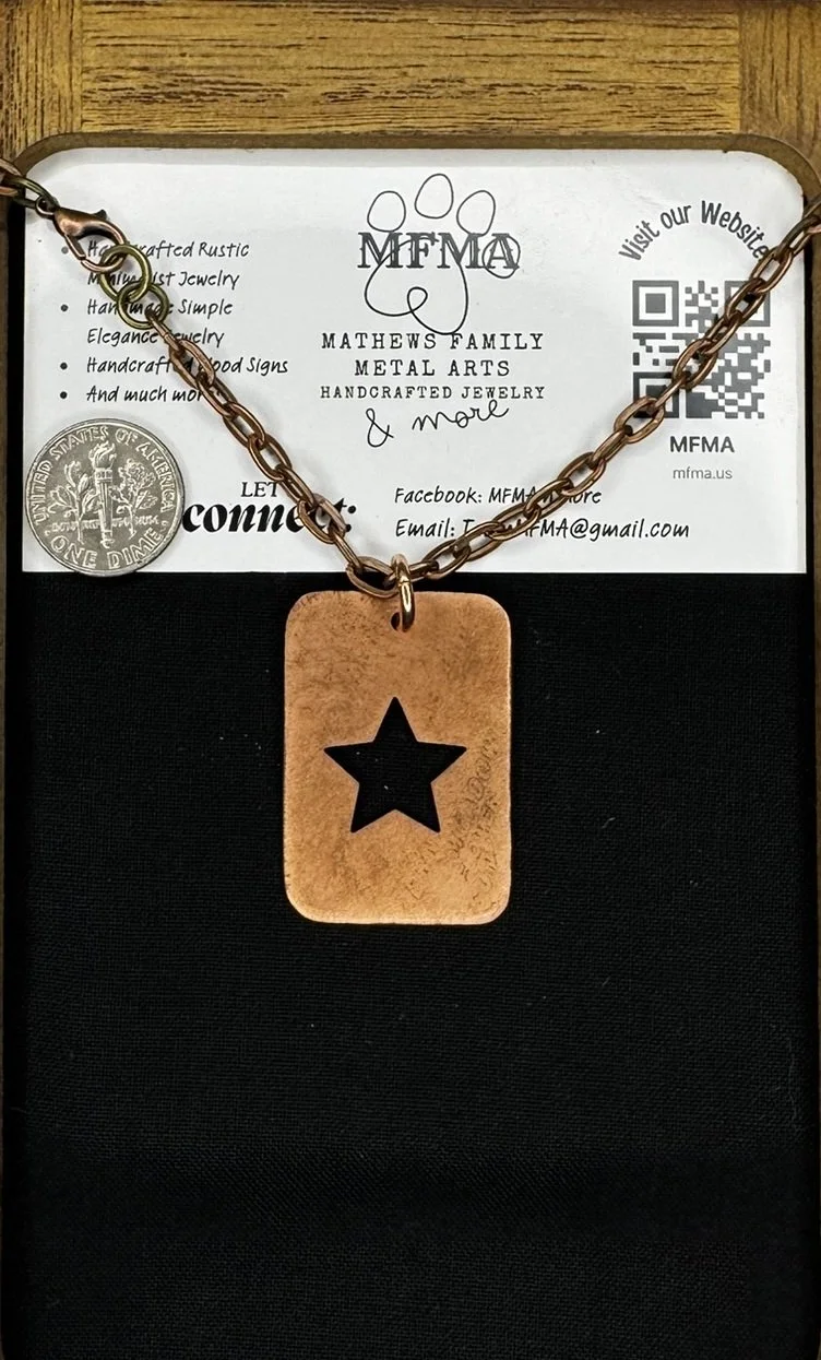 Copper Star  Tag Necklace - Hancrafted
