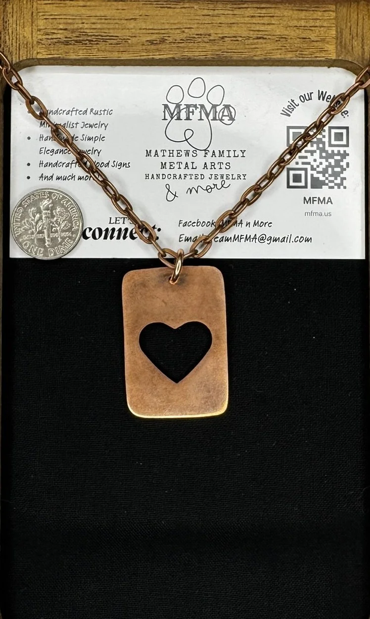 Copper Heart Tag Necklace - Hancrafted