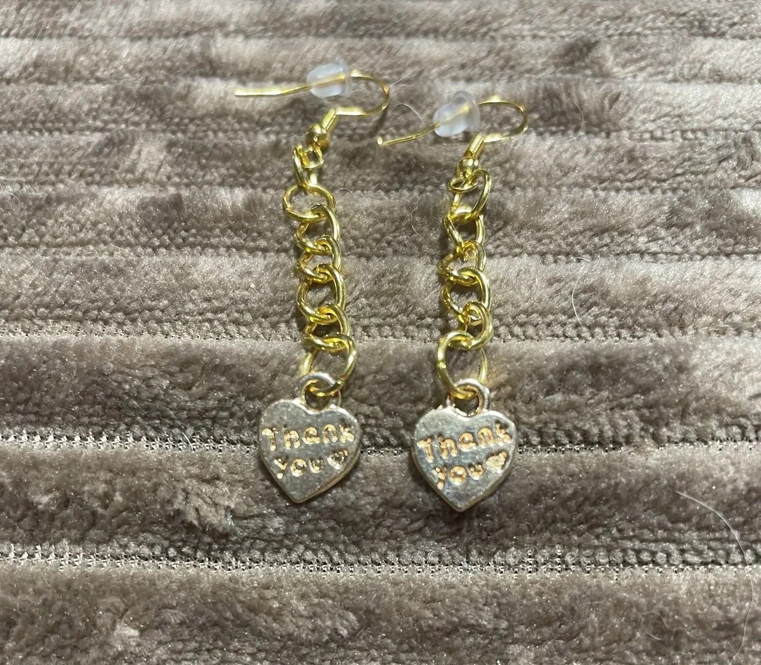 Earrings, Golden 'Thank You' Hearts