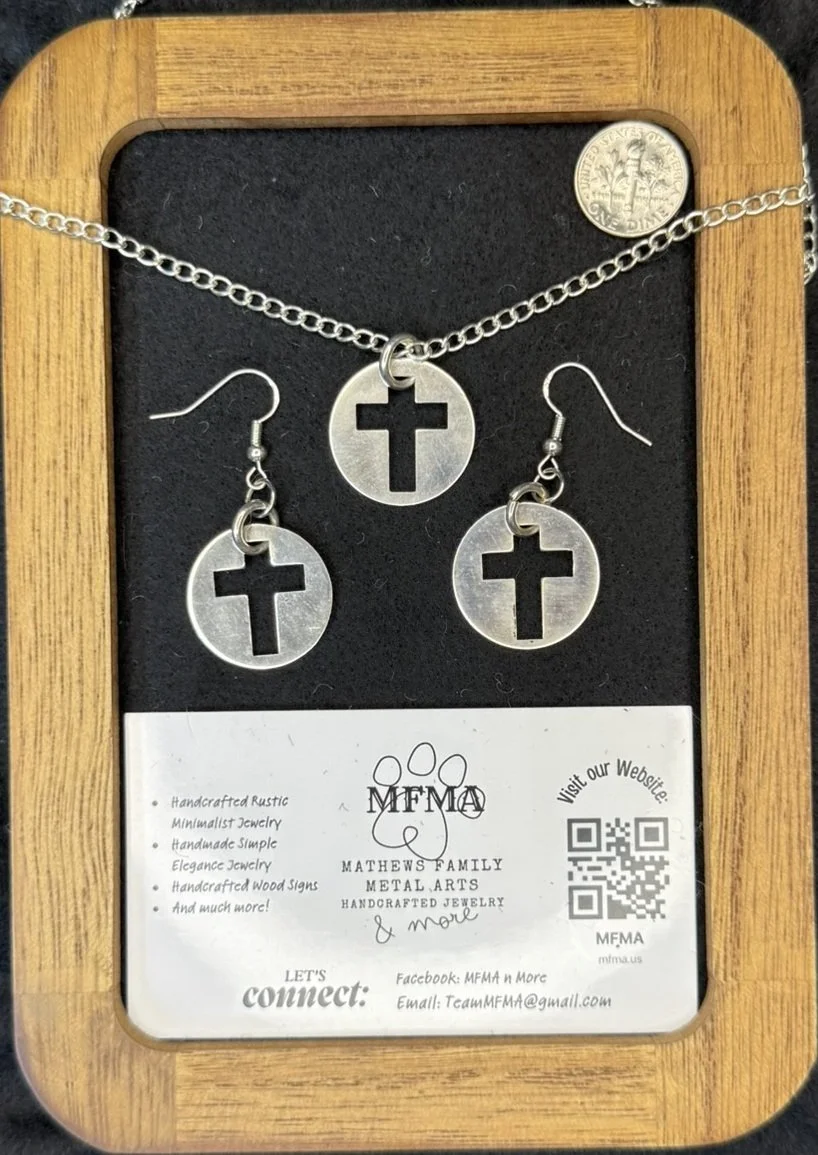 Silver Coin Cross Set - Handcrafted