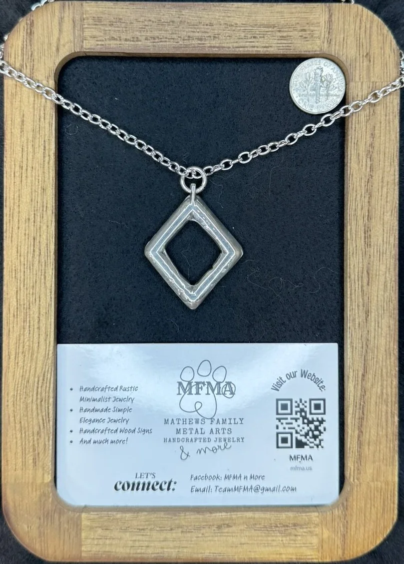 Silver Rhombus Loop Necklace - Handcrafted