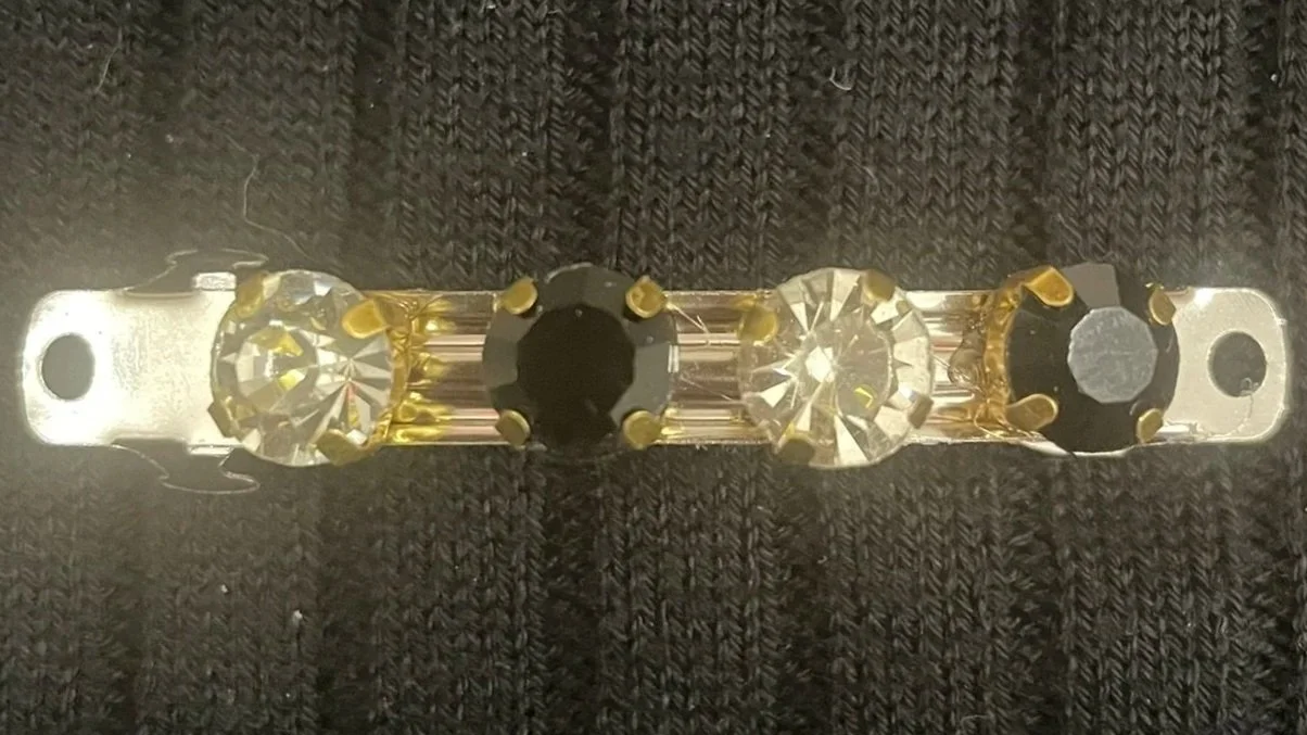 Hair Barrette, Black & Clear Jewels