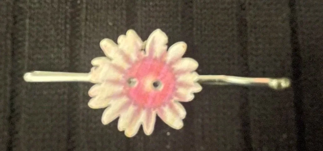 Bobby Pin, Pink Flower Button