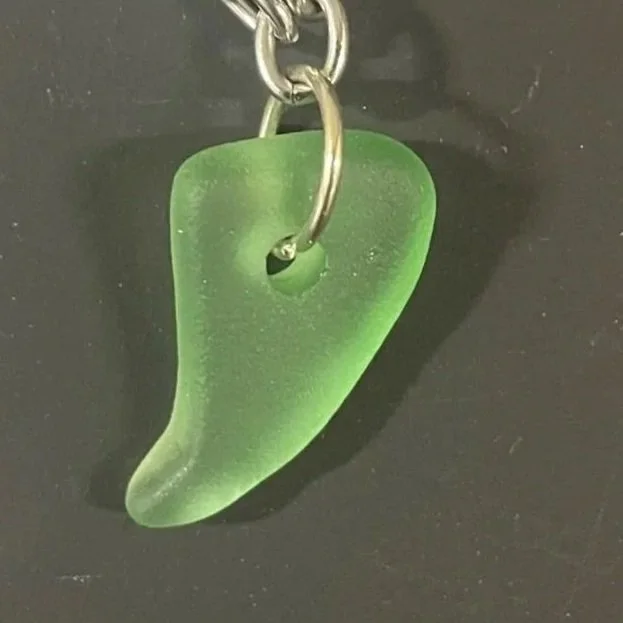 Necklace, Handcrafted Whimsical Green Sea Glass Pendant Choker-Style