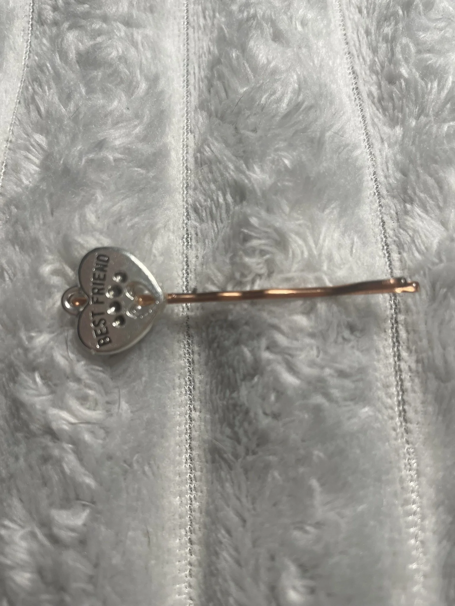 Bobby Pin - Best Friends Charm w/paw prints, 2.5" Long