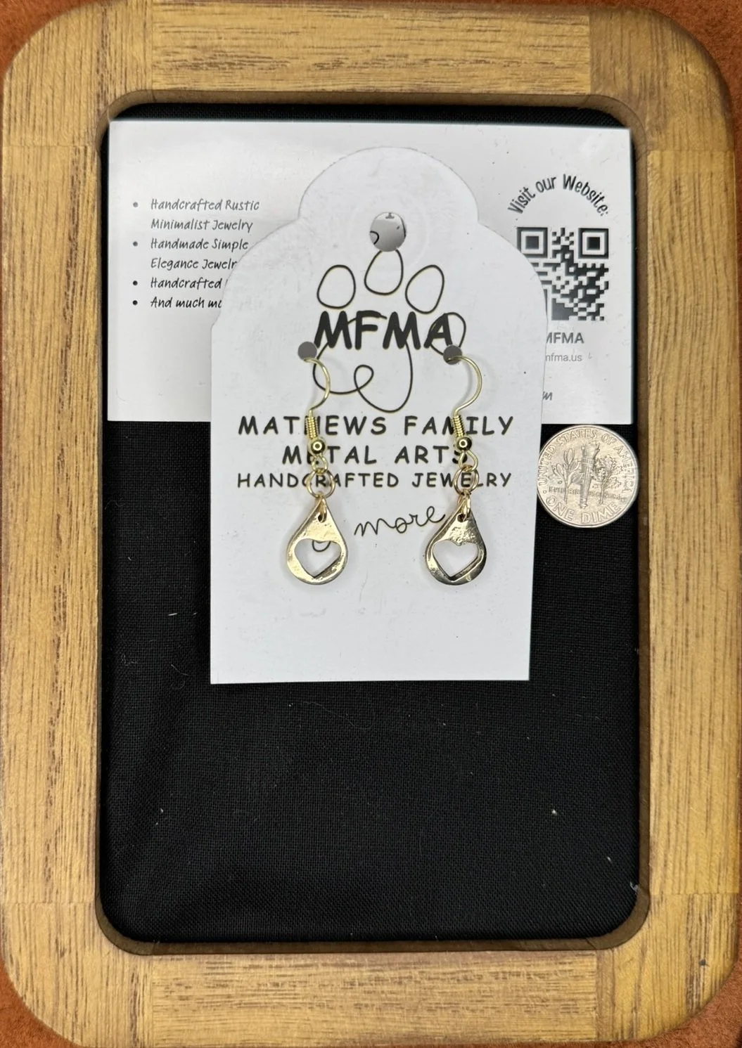 Brass Teardrop Heart Earring Small - Handcrafted