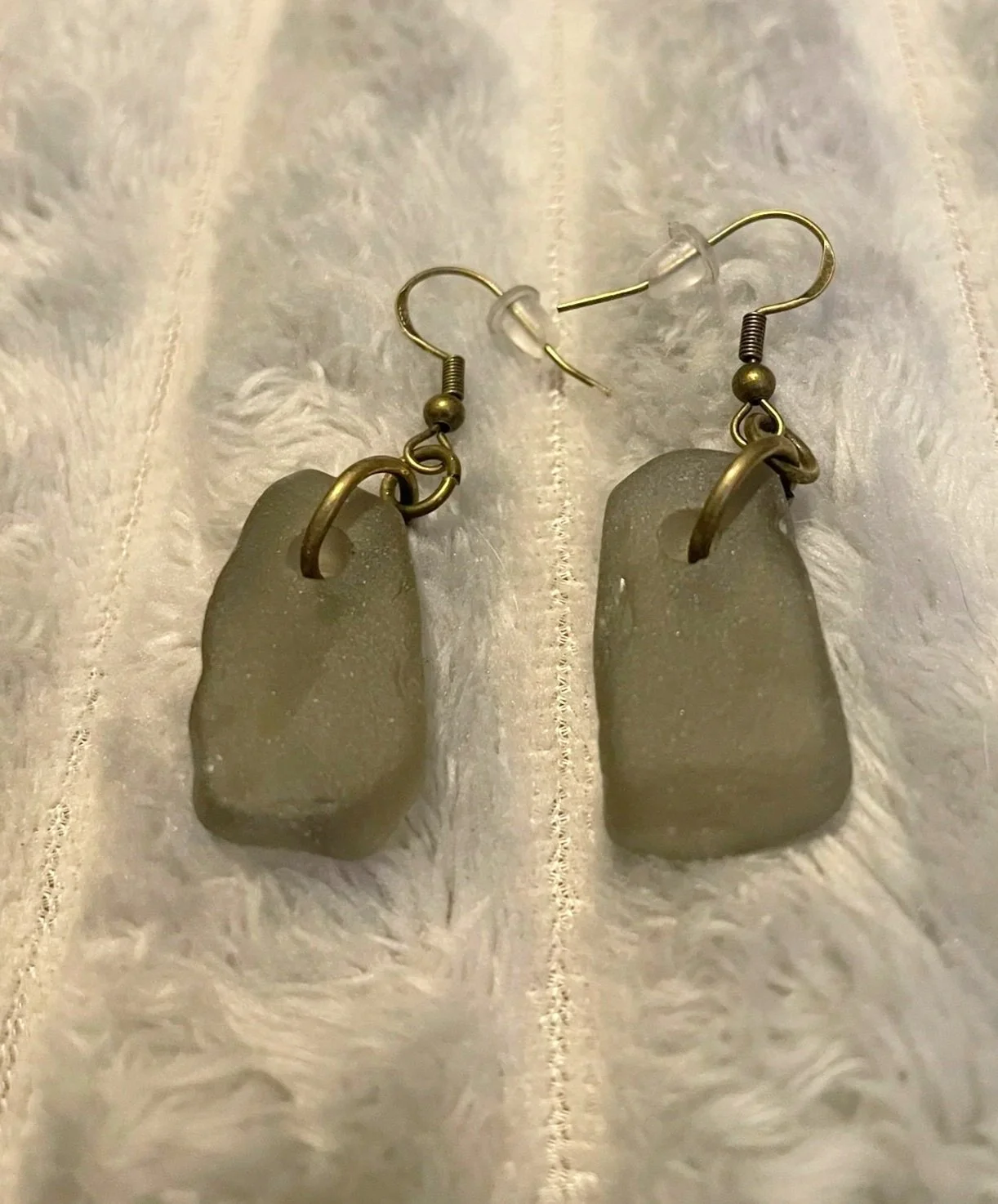 Earrings, Handcrafted, Brown Sea Glass w/bronze hardware